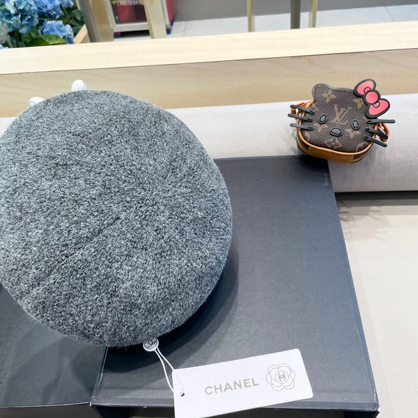 BERET HAT IN RHINO GRAY COTTON AND LINEN 417831