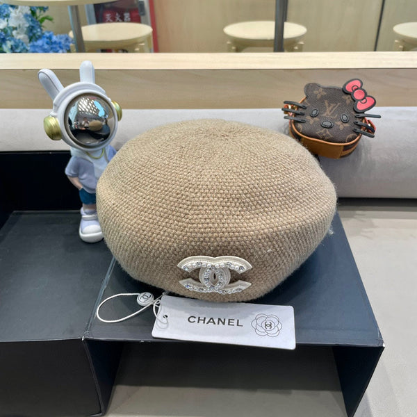 BERET HAT IN ECRU TAN COTTON AND LINEN 417834