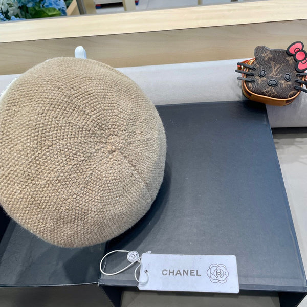 BERET HAT IN ECRU TAN COTTON AND LINEN 417834