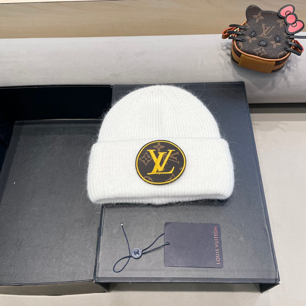 KNITTED BEANIE HAT IN WHITE WOOL AND RABBIT FUR 417753