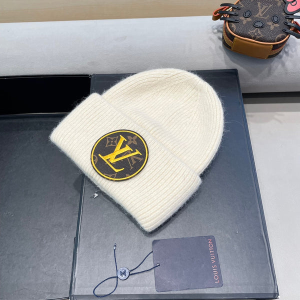 KNITTED BEANIE HAT IN BEIGE WOOL AND RABBIT FUR 417758