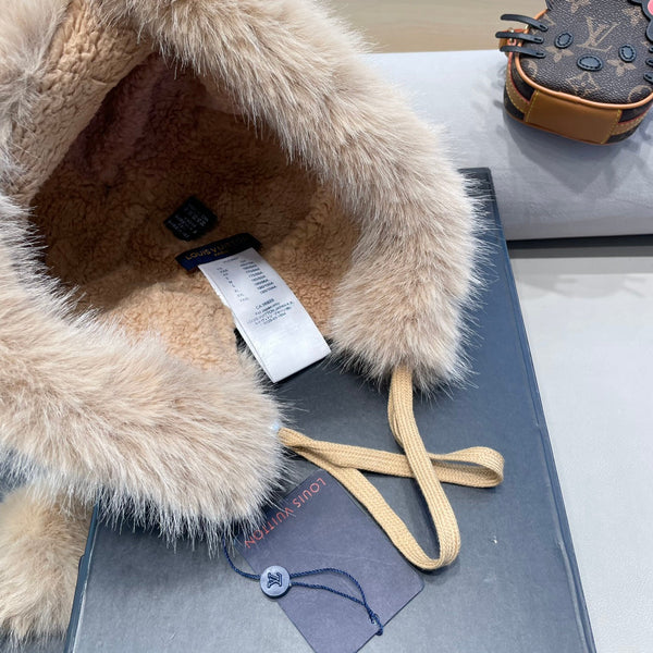 BEANIE HAT IN BROWN WOOL AND COTTON 419745