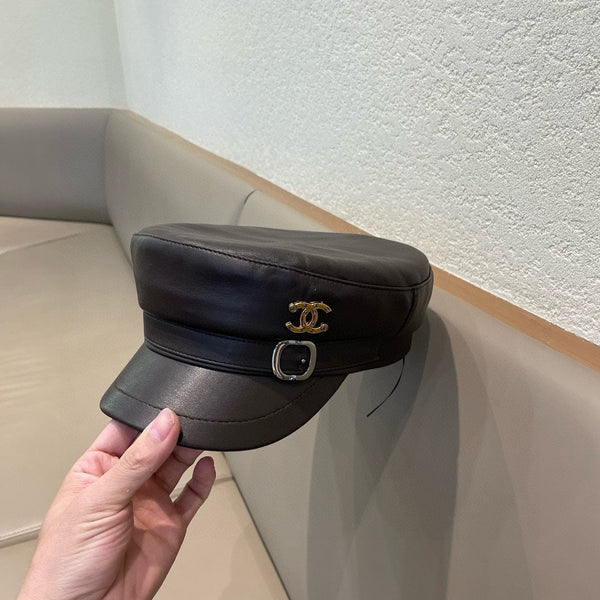 BERRETTO NEWSBOY IN PELLE DI VITELLO MARRONE CIOCCOLATO 421105