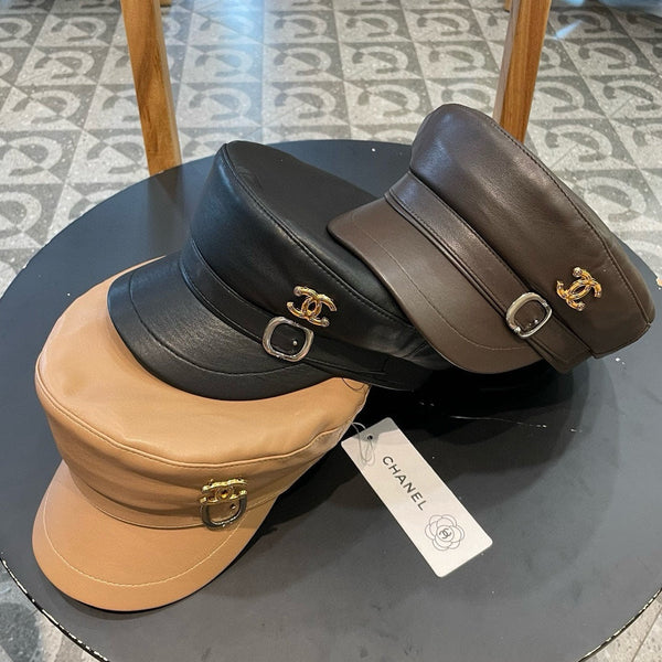 BERRETTO NEWSBOY IN PELLE DI VITELLO MARRONE CIOCCOLATO 421105