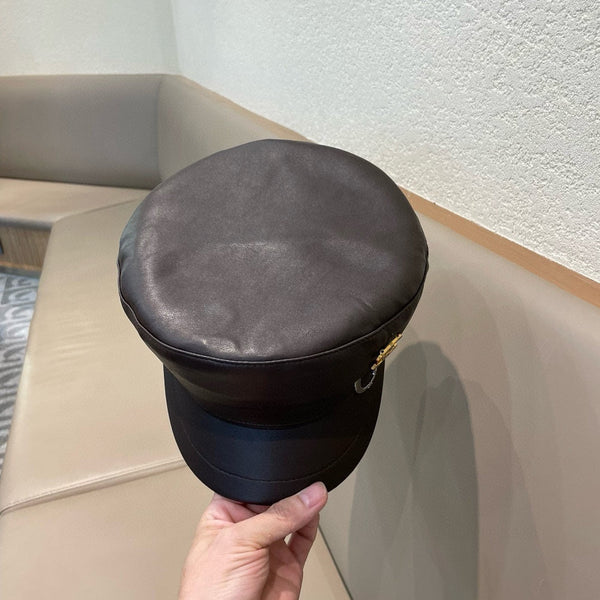 BERRETTO NEWSBOY IN PELLE DI VITELLO MARRONE CIOCCOLATO 421105