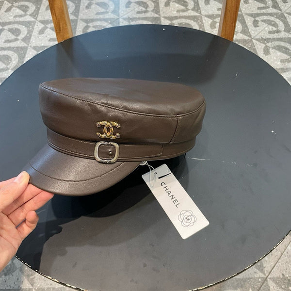 BERRETTO NEWSBOY IN PELLE DI VITELLO MARRONE CIOCCOLATO 421105