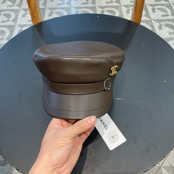 BERRETTO NEWSBOY IN PELLE DI VITELLO MARRONE CIOCCOLATO 421105