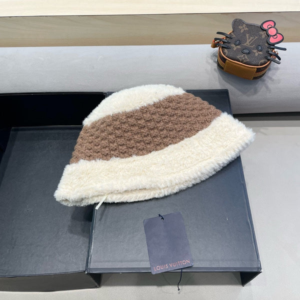 BUCKET HAT IN WHITE MIX BROWN WOOL 421037