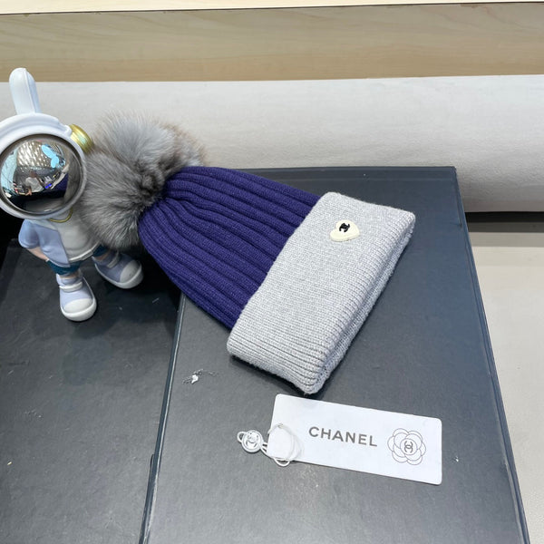 BEANIE HAT IN BERRY BLUE MIX LIGHT GRAY WOOL 421052