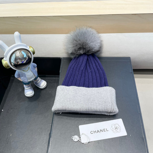 BEANIE HAT IN BERRY BLUE MIX LIGHT GRAY WOOL 421052