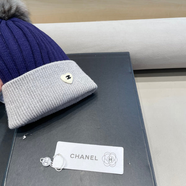 BEANIE HAT IN BERRY BLUE MIX LIGHT GRAY WOOL 421052