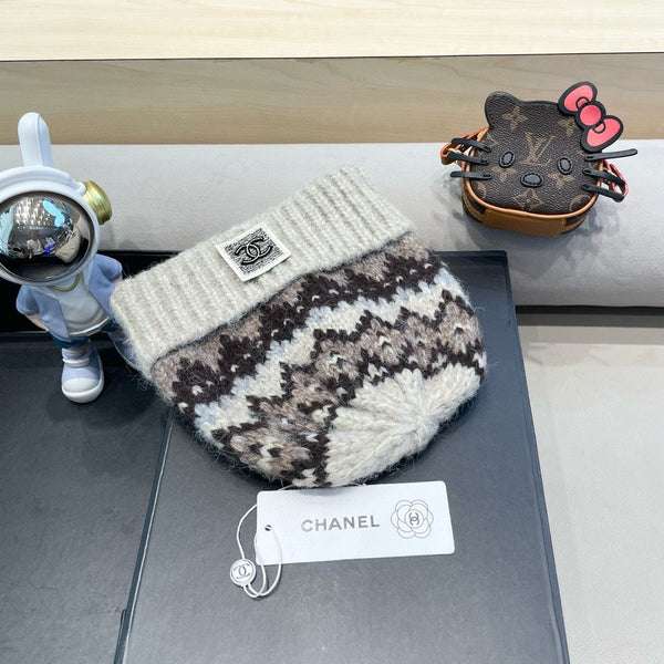 BERRETTO IN MAGLIA BIANCO MIX MARRONE 428242