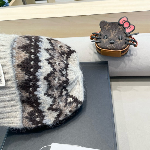 BERRETTO IN MAGLIA BIANCO MIX MARRONE 428242