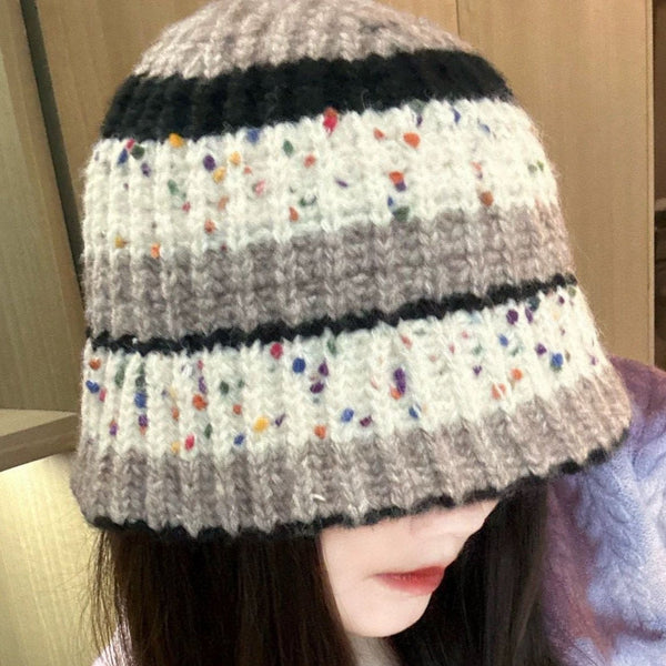 CAPPELLO A SECCHIELLO IN MAGLIA A RIGHE COLORATO 428101