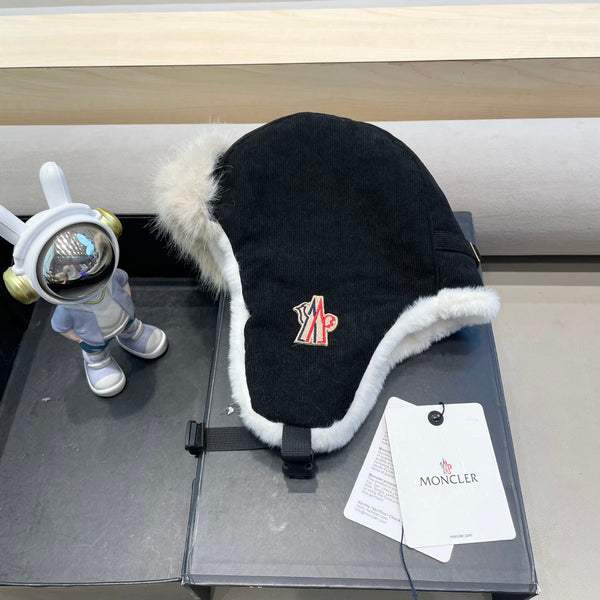 AVATOR HAT IN BLACK CORDUROY AND FLEECE-LINED 434984