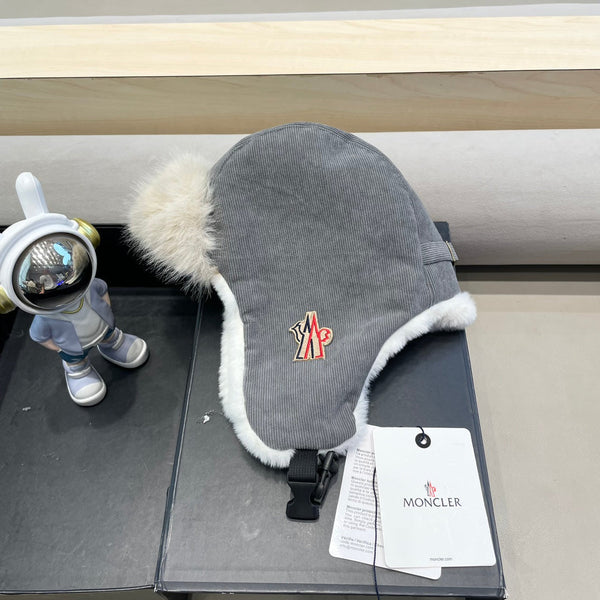 CAPPELLO AVATOR IN VELLUTO A COSTE GRIGIO ACCIAIO E FODERA IN PILE 434983