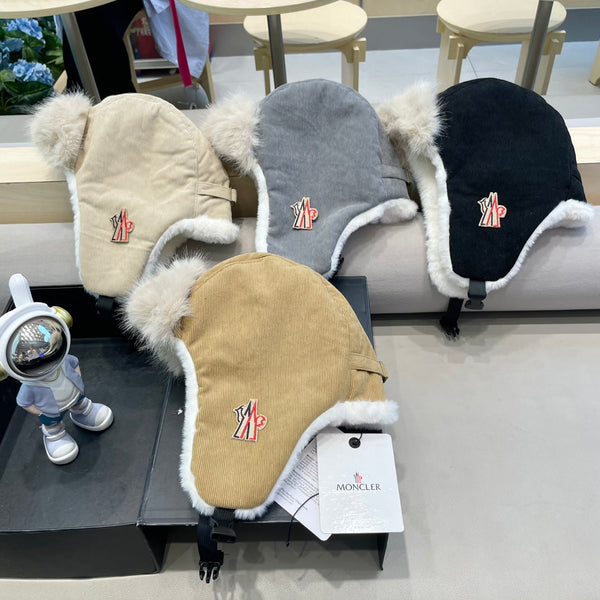 CAPPELLO AVATOR IN VELLUTO A COSTE GRIGIO ACCIAIO E FODERA IN PILE 434983