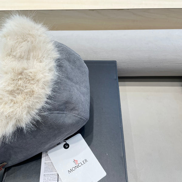 CAPPELLO AVATOR IN VELLUTO A COSTE GRIGIO ACCIAIO E FODERA IN PILE 434983