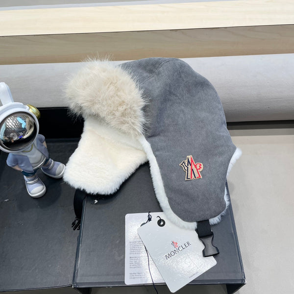 CAPPELLO AVATOR IN VELLUTO A COSTE GRIGIO ACCIAIO E FODERA IN PILE 434983