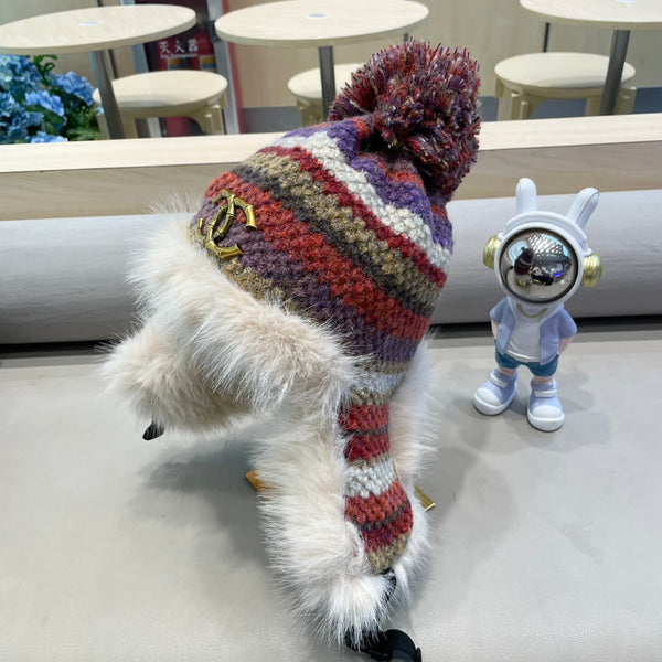 CAPPELLO IN MAGLIA SOFFICE CON FODERA IN PELUCHE COLORATO 428155