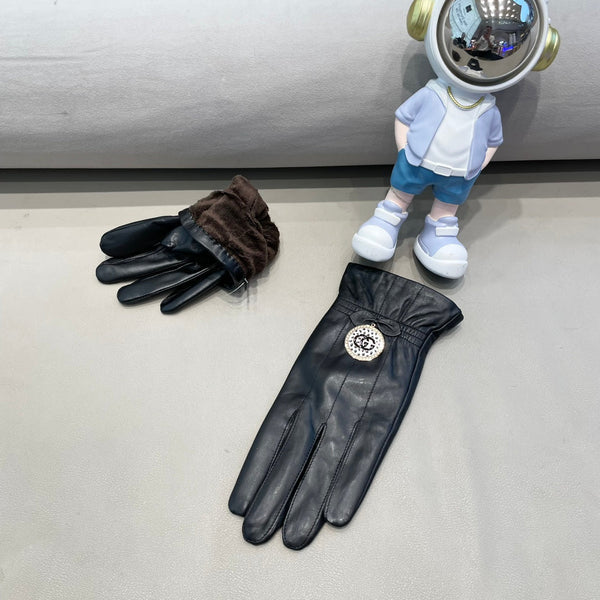 GUANTI CLASSICI TOUCHSCREEN IN PELLE DI MONTONE NERA 427387