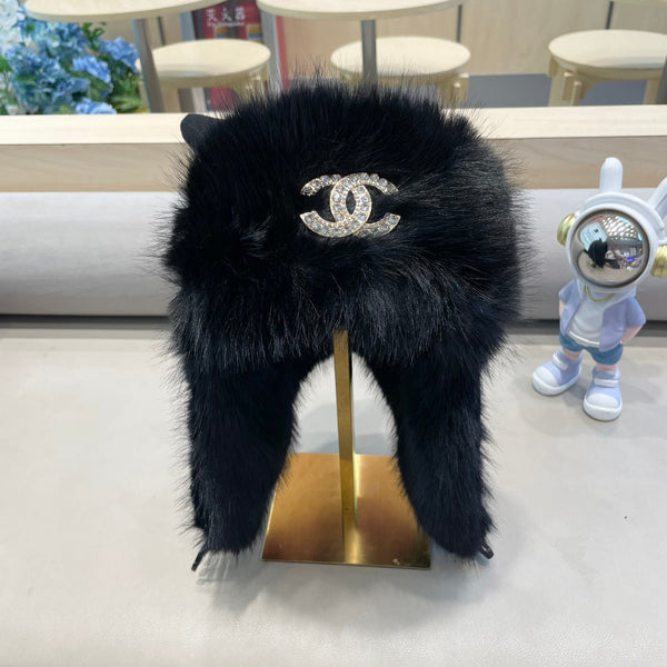 CAPPELLO DA TRAPPER IN CAMOSCIO NERO E PELLICCIA DI AGNELLO 429972