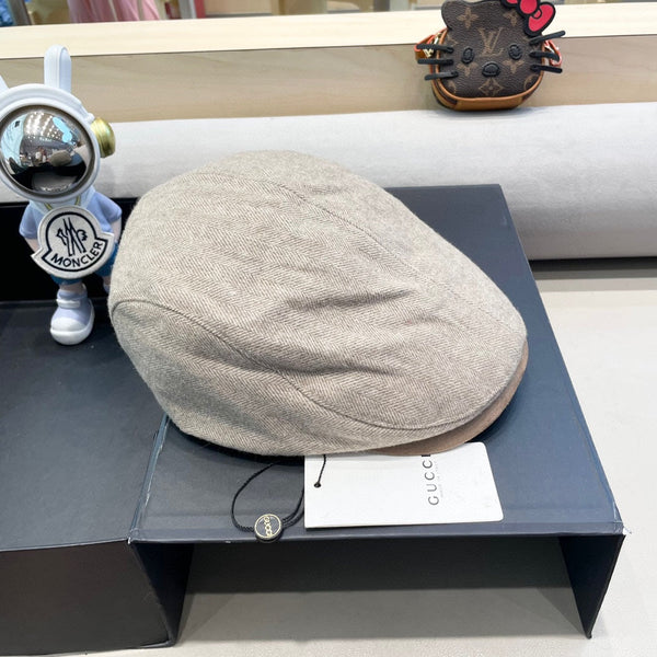 BERET RETRO HAT IN KHAKI BROWN CASHMERE 431369