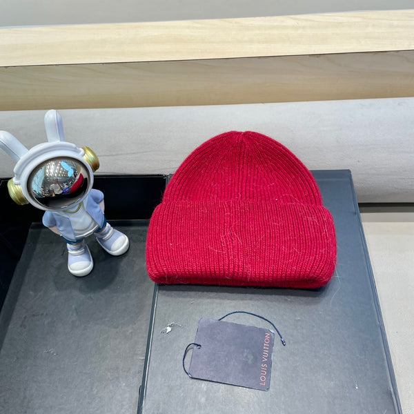 BEANIE HAT IN RED WOOL AND RABBIT FUR 433476