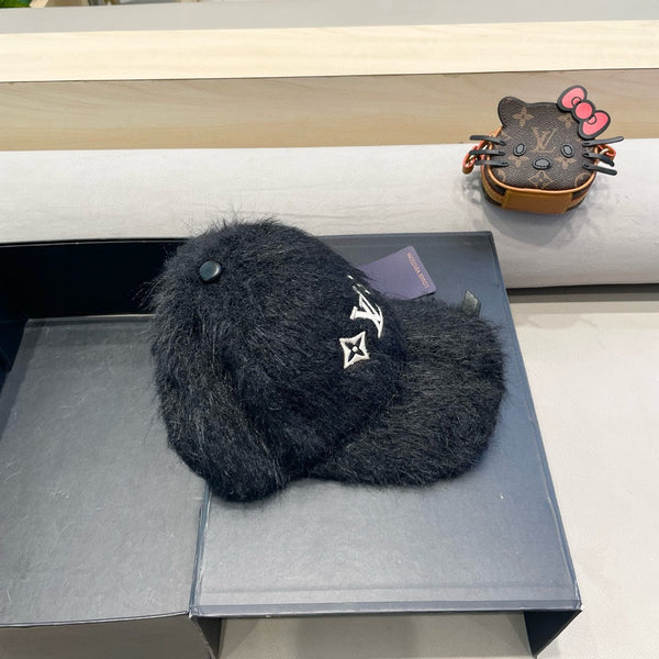 BASEBALL CAP IN BLACK RABBIT FUR 434936