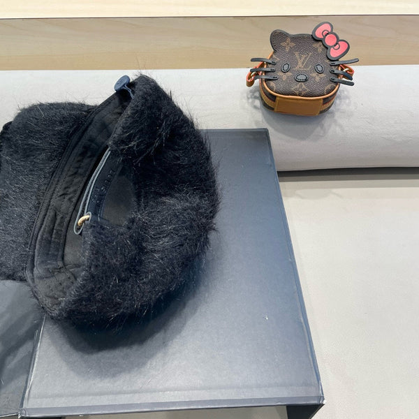 BASEBALL CAP IN BLACK RABBIT FUR 434936