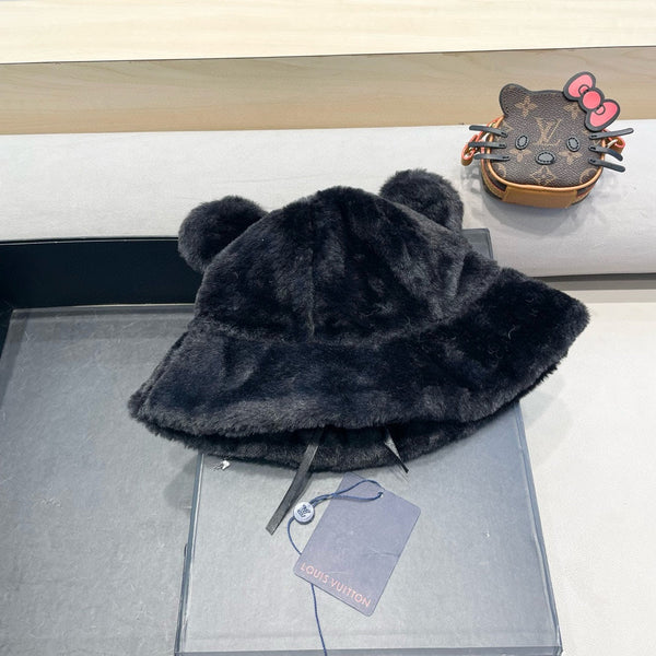 BUCKET HAT IN BLACK  WOOL AND LAMB FUR 434939