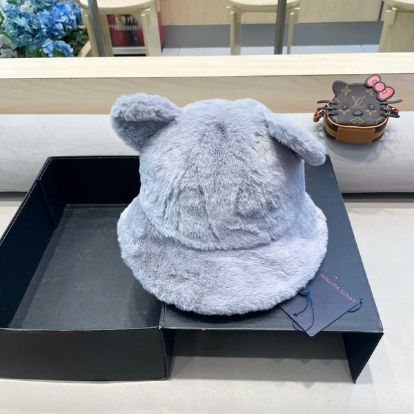 BUCKET HAT IN BEAU BLUE  WOOL AND LAMB FUR 434941