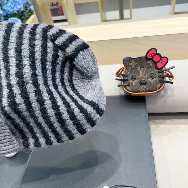 BERRETTO IN CASHMERE NERO MISTO GRIGIO ACCIAIO 436732