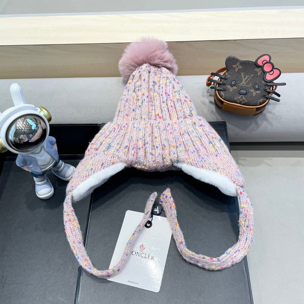 BEANIE HAT IN LIGHT PINK WOOL LINED WITH FLEECE 436776