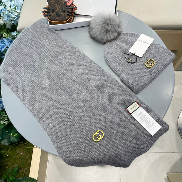 SET SCIARPA E CAPPELLO IN CASHMERE GRIGIO TORTORA 436241
