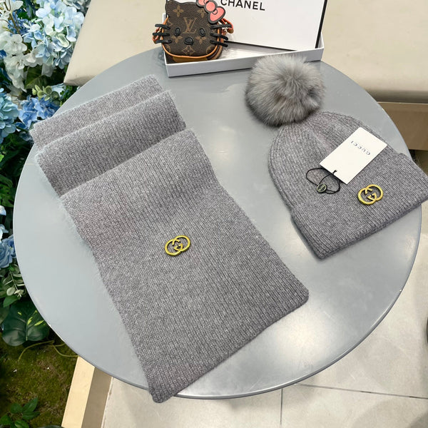 SET SCIARPA E CAPPELLO IN CASHMERE GRIGIO TORTORA 436241