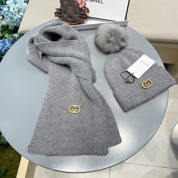 SET SCIARPA E CAPPELLO IN CASHMERE GRIGIO TORTORA 436241