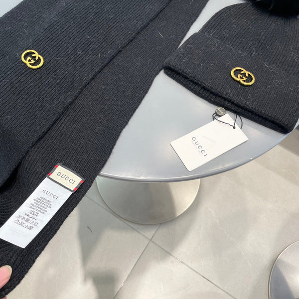 SET SCIARPA E CAPPELLO IN CASHMERE NERO 436221