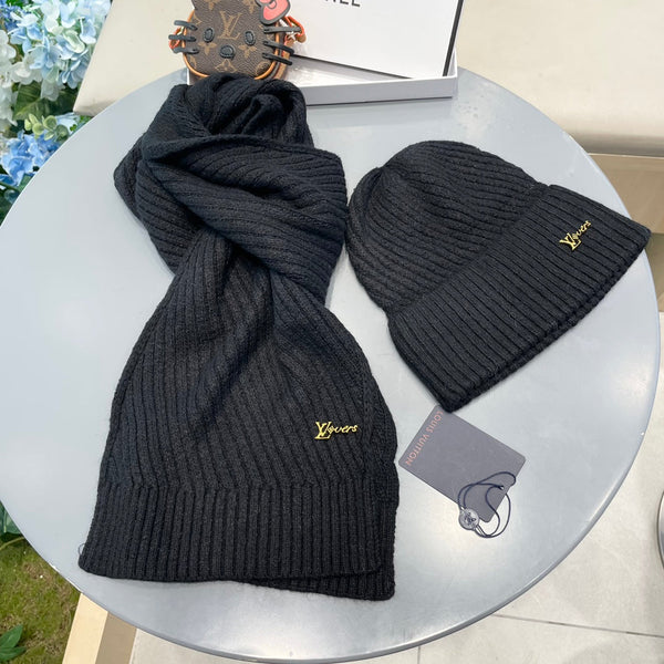 SET SCARF AND HAT IN BLACK WOOL 436222