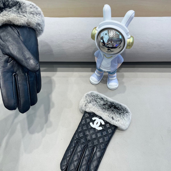 GUANTI IN PELLE DI AGNELLO NERA CON PELLICCIA DI CONIGLIO 463793