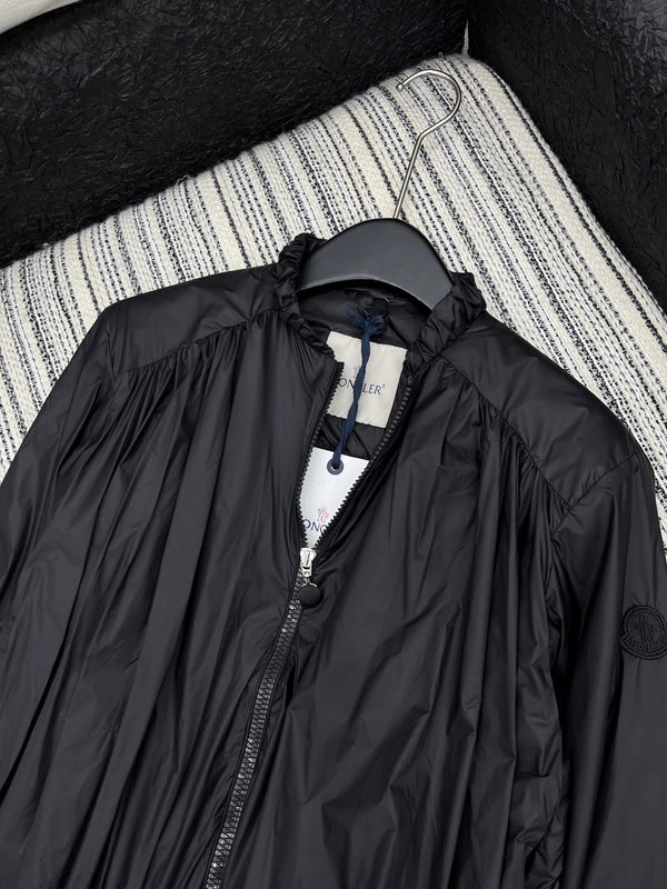 Moncler Stand-up Collar Double Zipper Jacket Black Cotton Polyester
