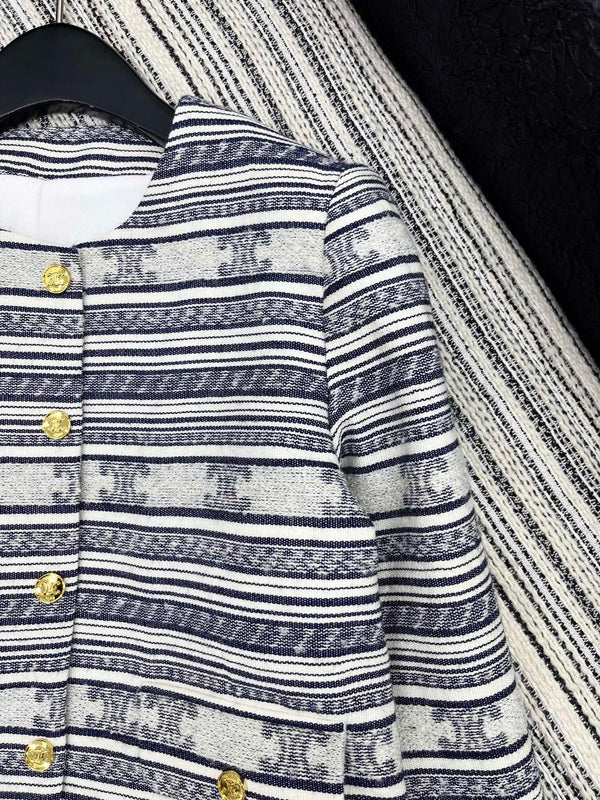 Celine 25 Jacket Blazer White With Black Stripes 301223