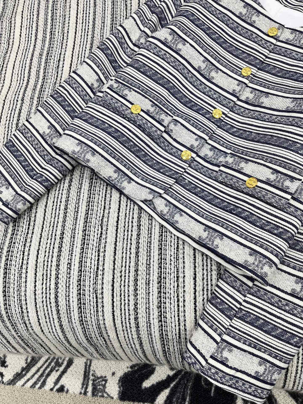 Celine 25 Jacket Blazer White With Black Stripes 301223