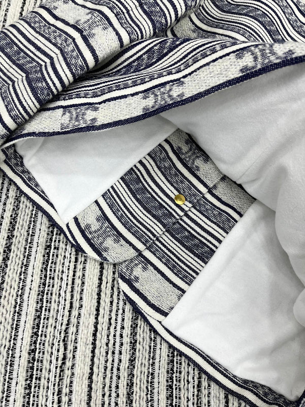 Celine 25 Jacket Blazer White With Black Stripes 301223