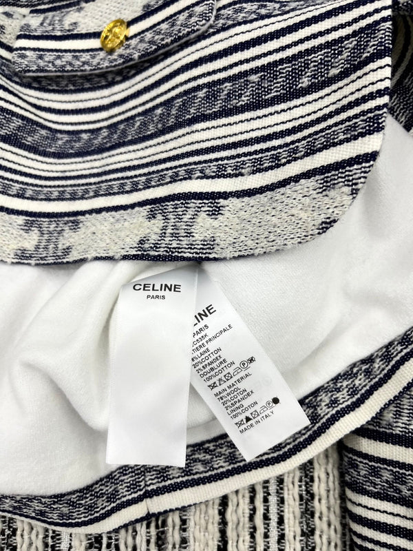 Celine 25 Jacket Blazer White With Black Stripes 301223