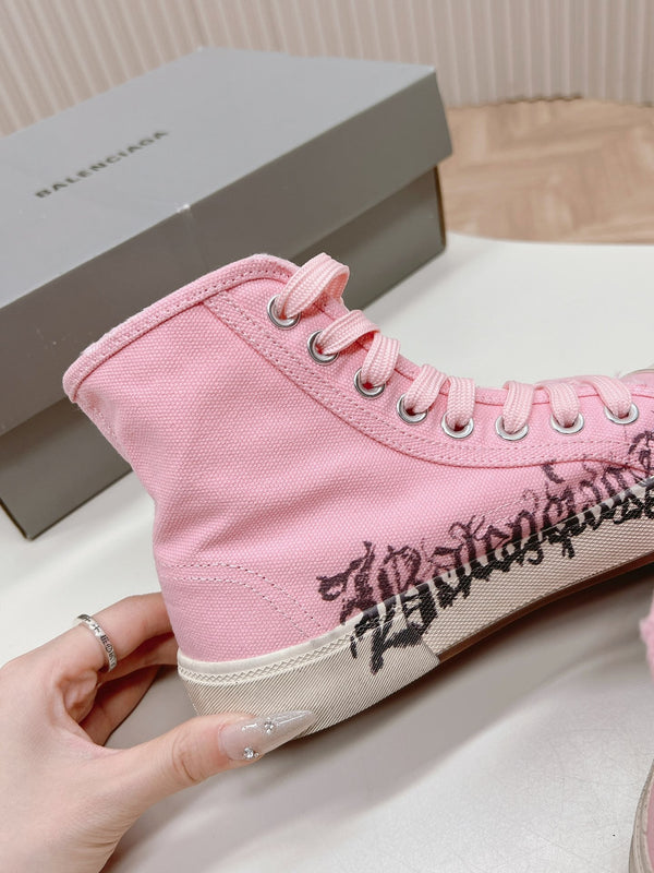 HIGH-TOP SNEAKERS GRAFFITI IN PINK CANVAS