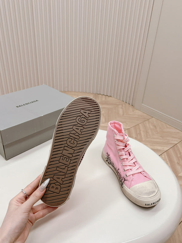 HIGH-TOP SNEAKERS GRAFFITI IN PINK CANVAS