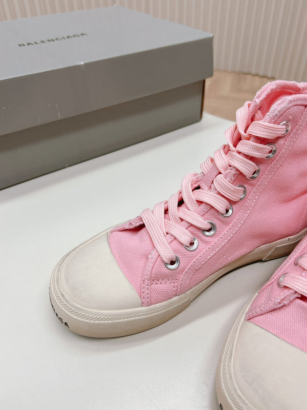 SNEAKERS ALTE IN TELA ROSA CON LOGO GRAFFITI
