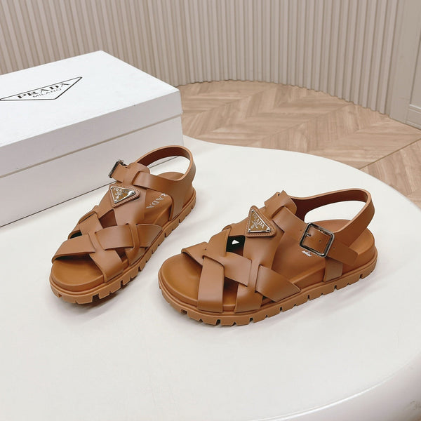 Sandali con cinturini intrecciati Pra 30 Tan