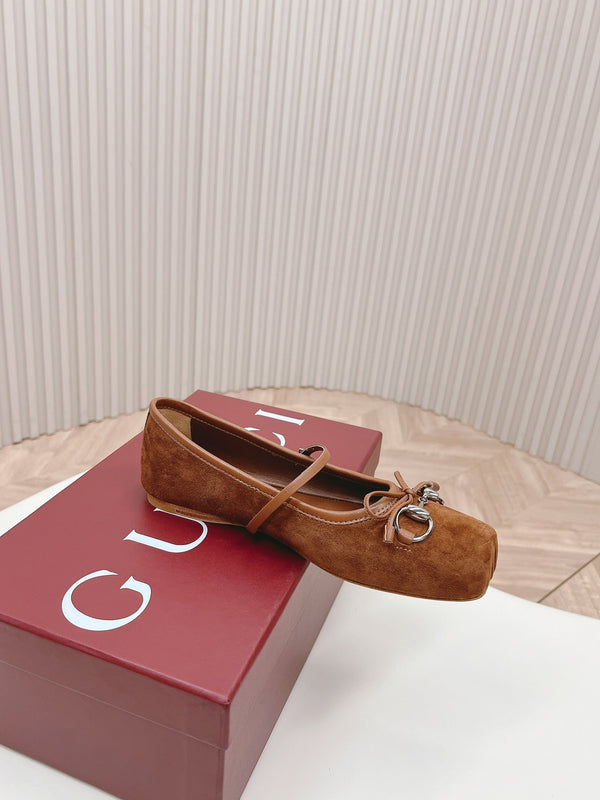 GG BALLET FLAT BROWN SUEDE